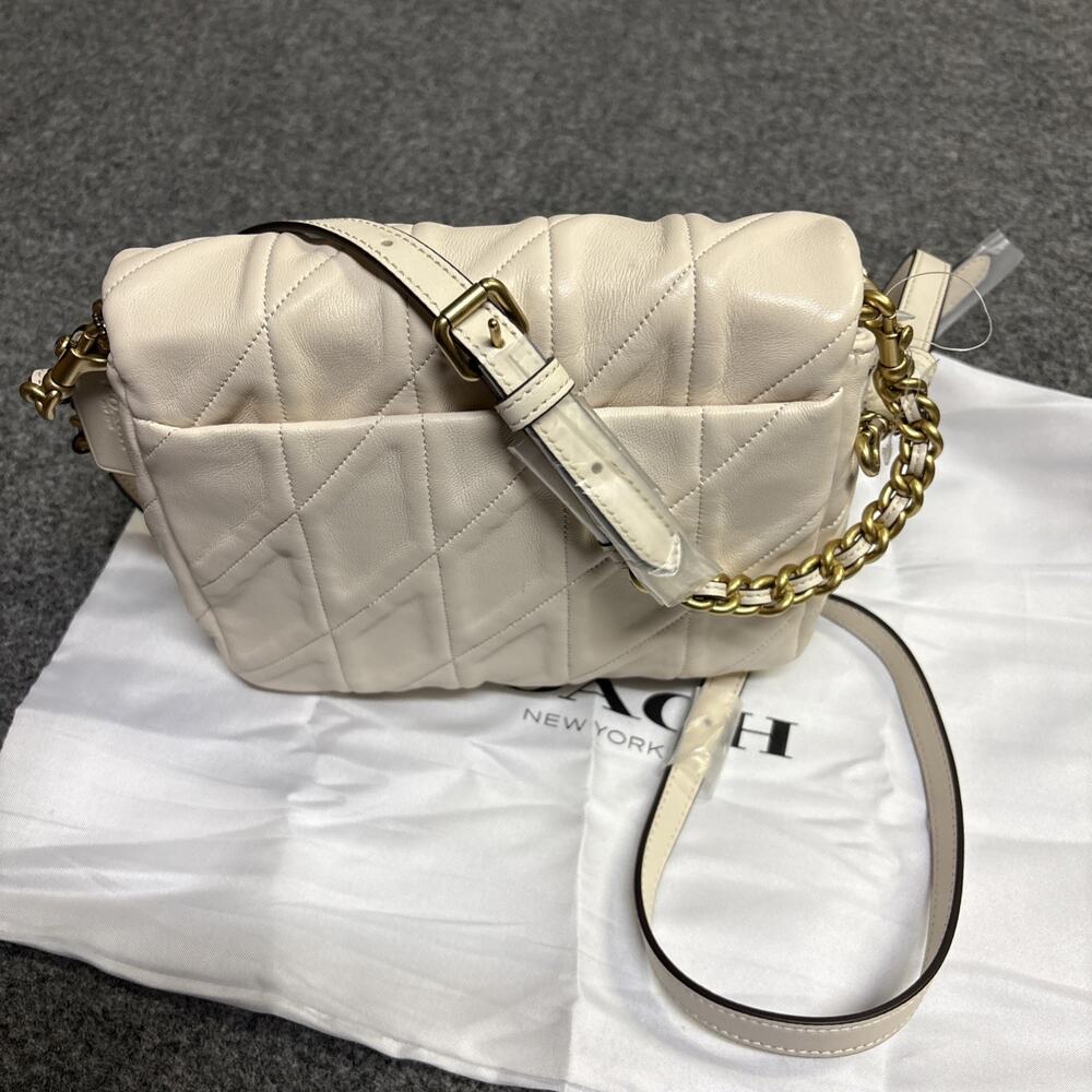 NEW Coach Times Square Tabby Shoulder Bag 20 With Quilting Brass/ Chalk $495 - Picture 5 of 11